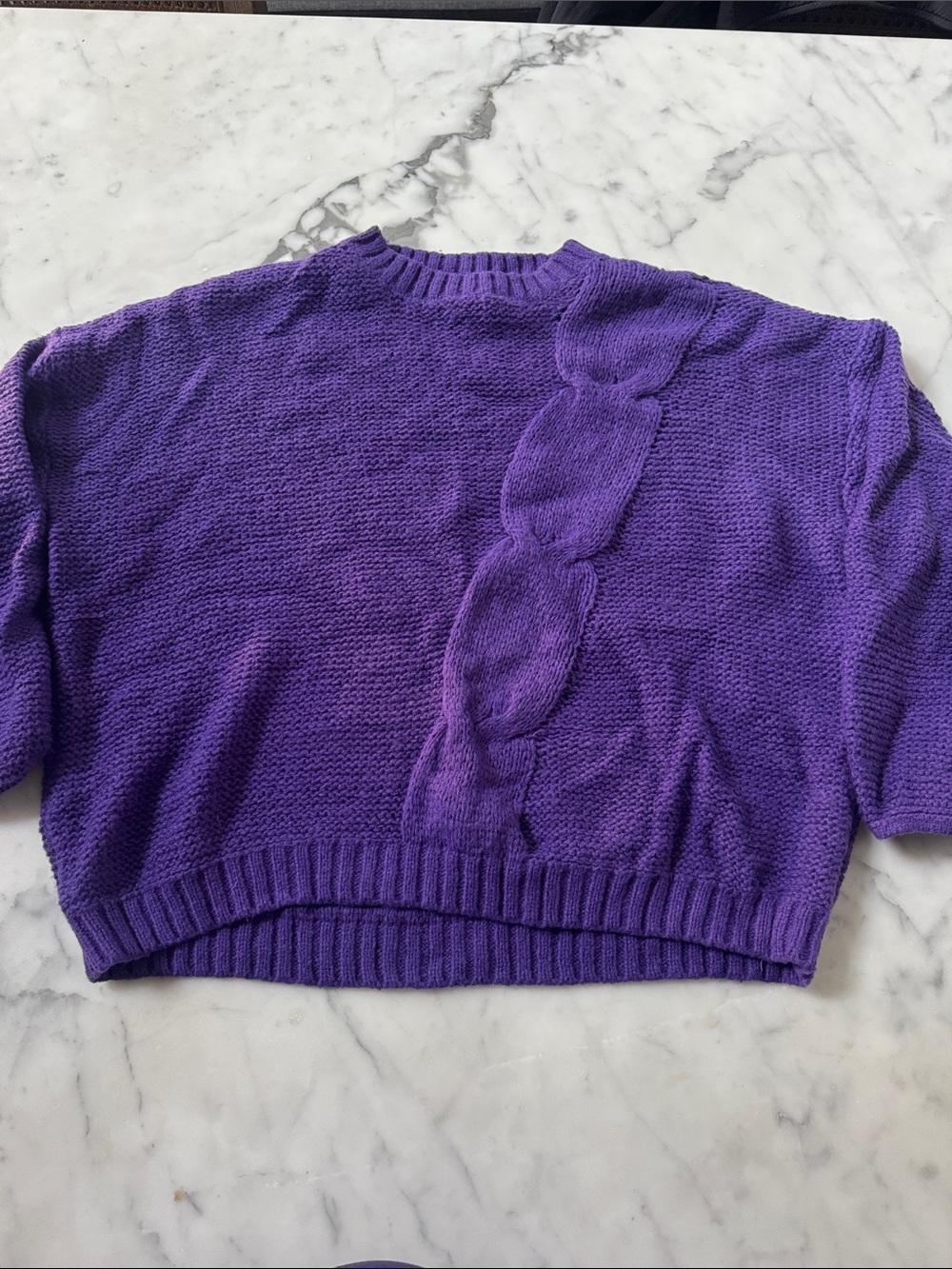 Sundayup Purple Cable-Accent Sweater